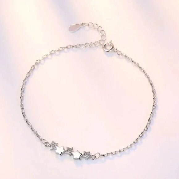 Dainty 925 Sterling Silver Stars Bracelet - Picture 1 of 5